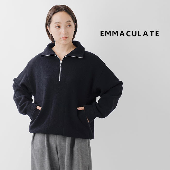 EMMACULATE(エマキュレイト)ウールカシミヤジップハイネックプルオーバー2254k-01394