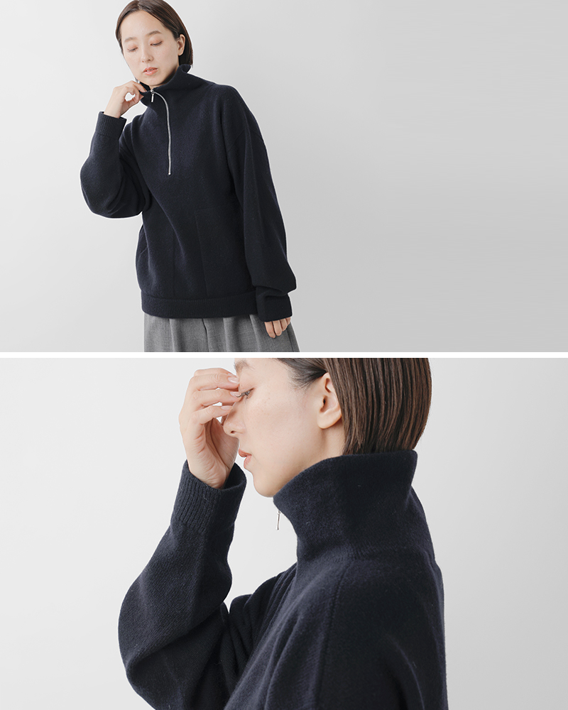 EMMACULATE(エマキュレイト)ウールカシミヤジップハイネックプルオーバー2254k-01394