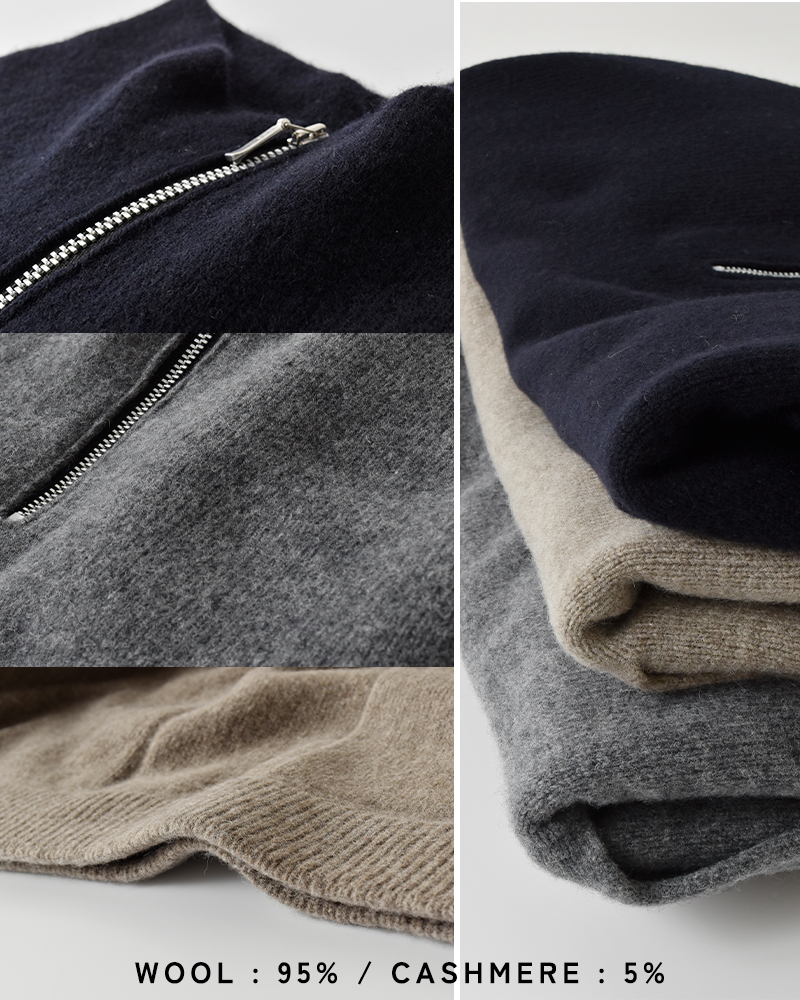 EMMACULATE(エマキュレイト)ウールカシミヤジップハイネックプルオーバー2254k-01394