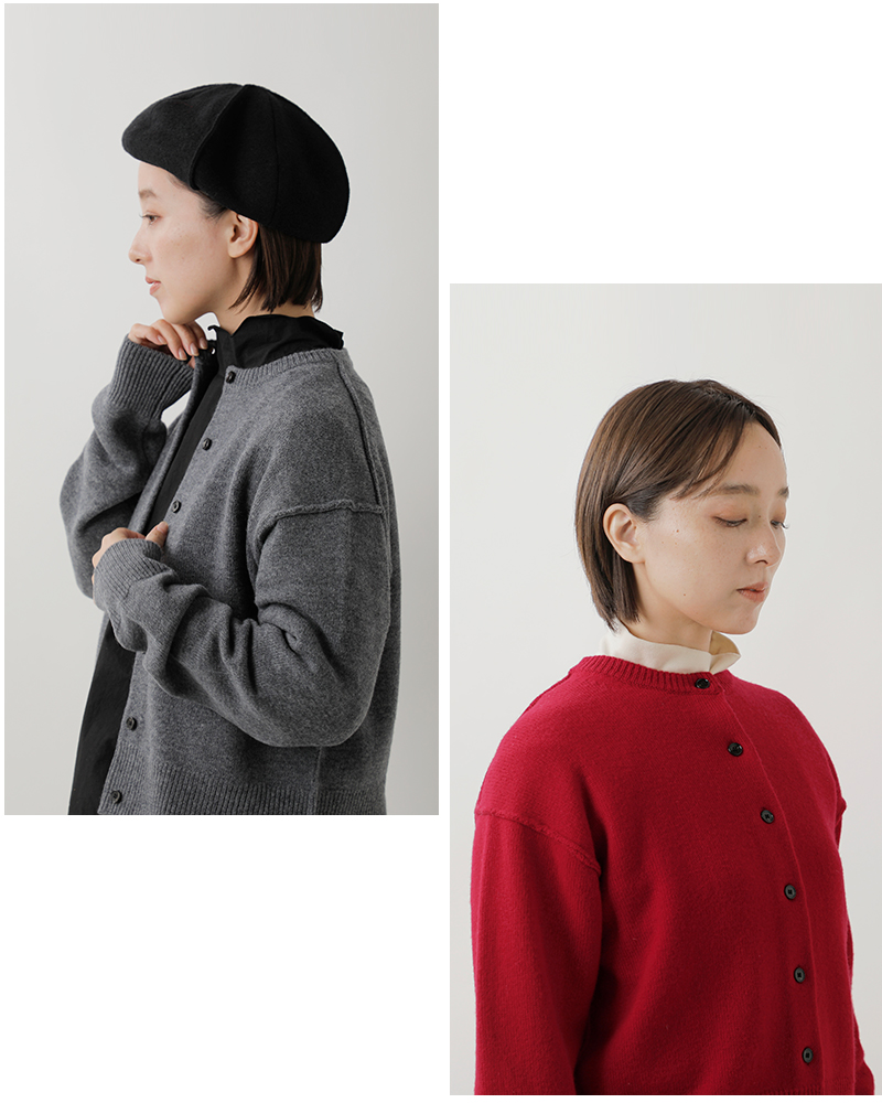 EMMACULATE(エマキュレイト)スーパーファインメリノウールクルーネックショートカーディガン2254k-56405