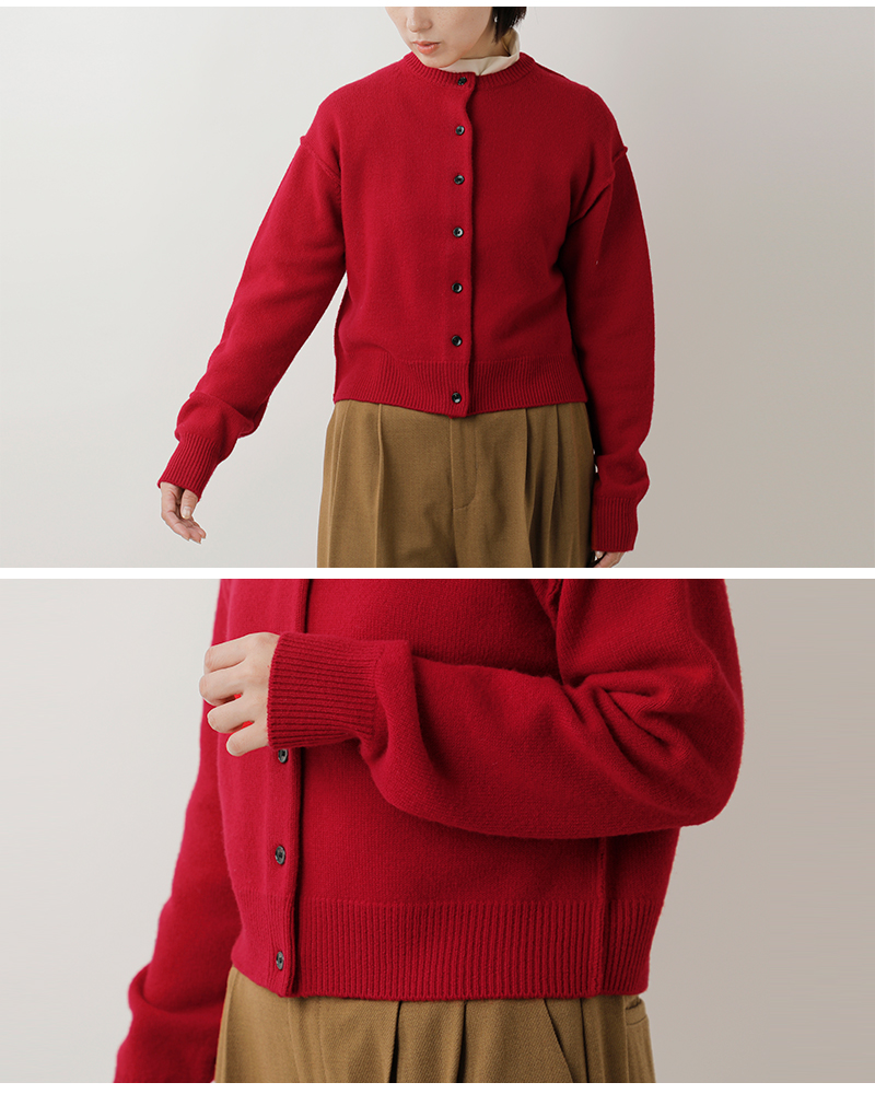 EMMACULATE(エマキュレイト)スーパーファインメリノウールクルーネックショートカーディガン2254k-56405