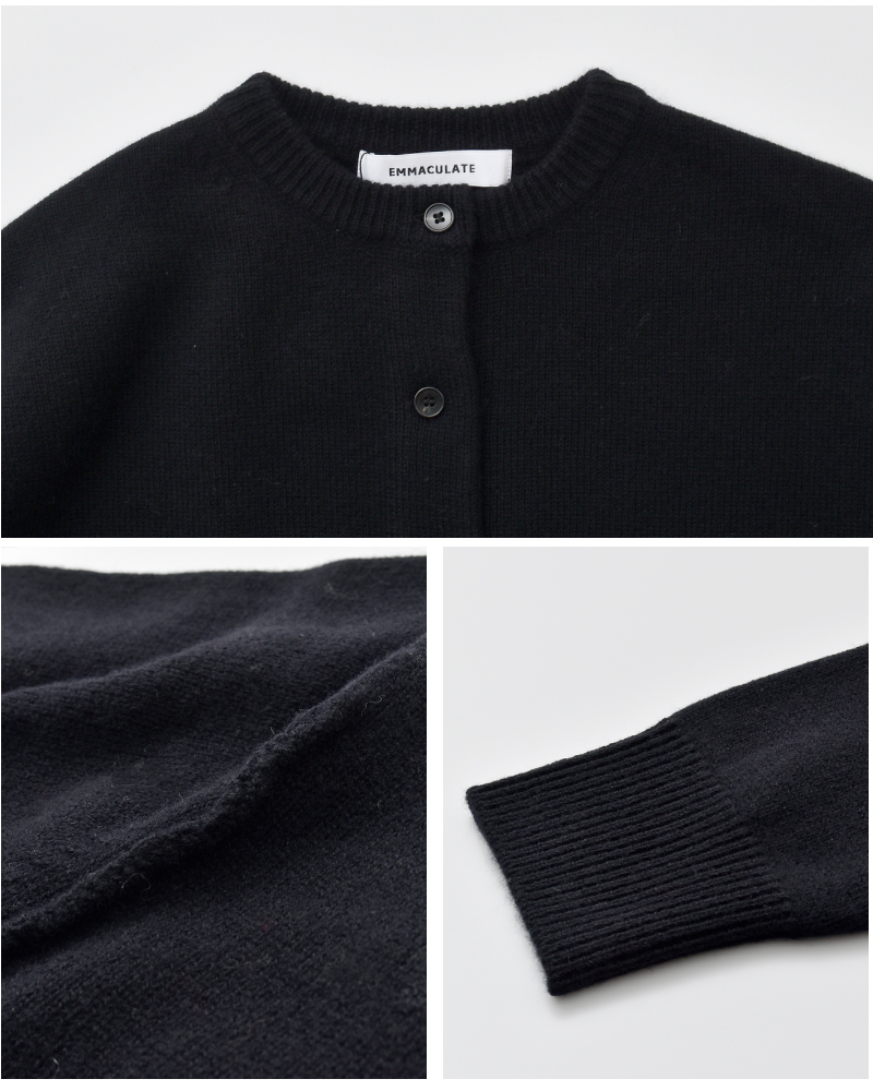 EMMACULATE(エマキュレイト)スーパーファインメリノウールクルーネックショートカーディガン2254k-56405