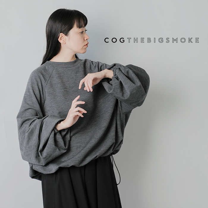 コグザビッグスモーク ドルマンスリーブ スウェット ブラック 日本製 COGTHEBIGSMOKE コグザビッグスモーク メリノウール 裏起毛