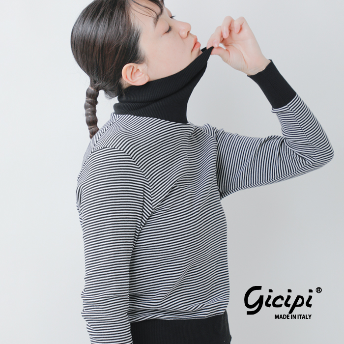 GICIPI(ジチピ)コトーネソフトコットンリブタートルネックプルオーバー“ANANAS＆TIGRE”2413a