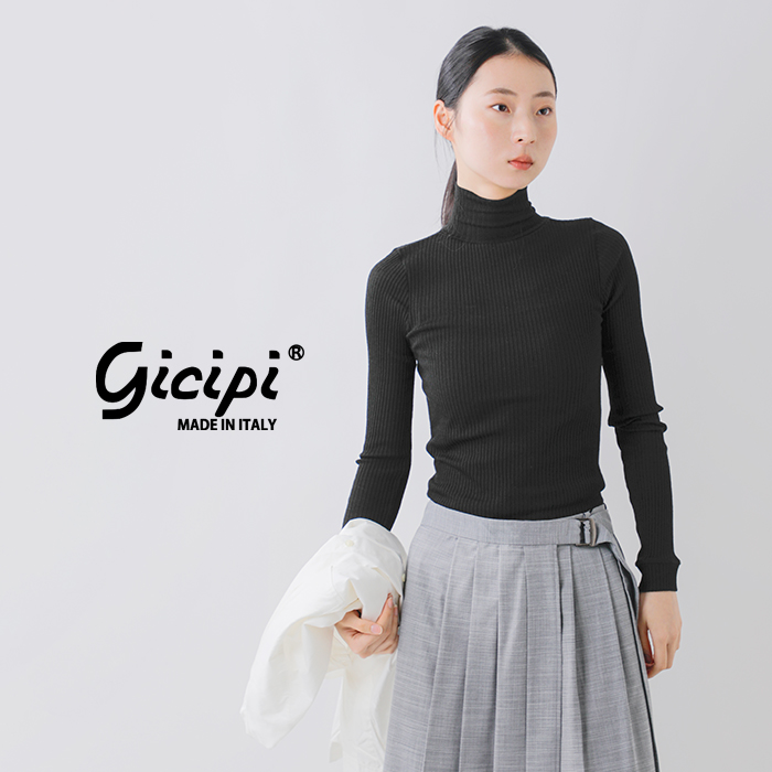 GICIPI(ジチピ)ウールシルクタートルネックリブニットソープルオーバー“PRUGNA”2421a