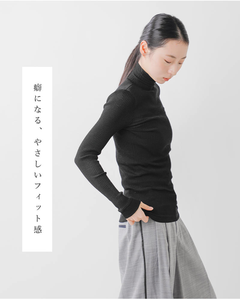 GICIPI(ジチピ)ウールシルクタートルネックリブニットソープルオーバー“PRUGNA”2421a