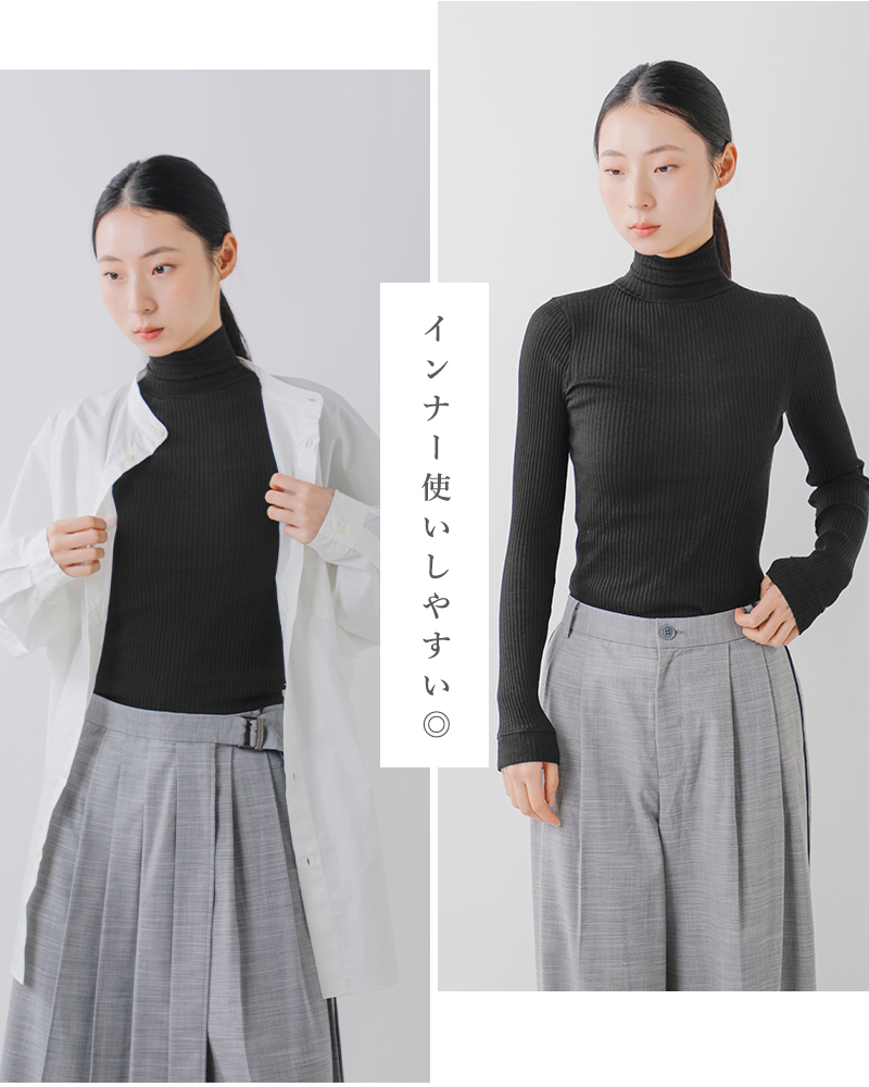 GICIPI(ジチピ)ウールシルクタートルネックリブニットソープルオーバー“PRUGNA”2421a