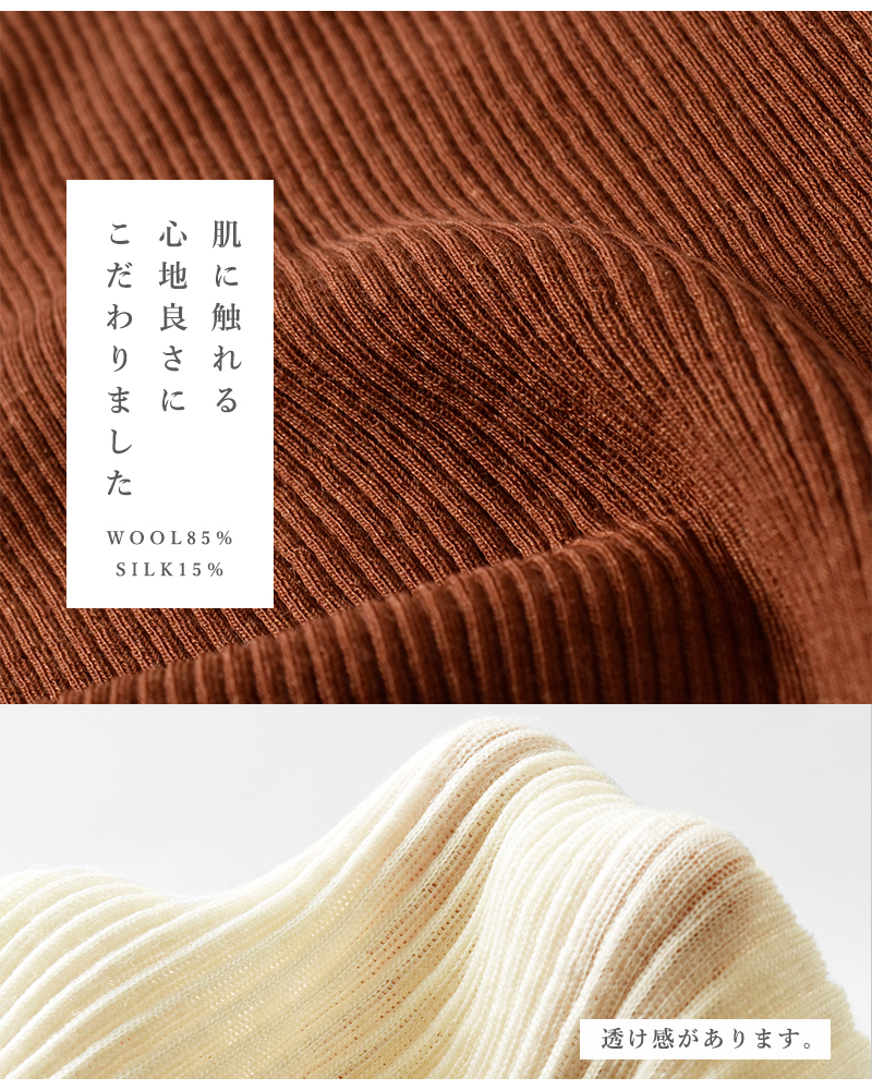 GICIPI(ジチピ)ウールシルクタートルネックリブニットソープルオーバー“PRUGNA”2421a