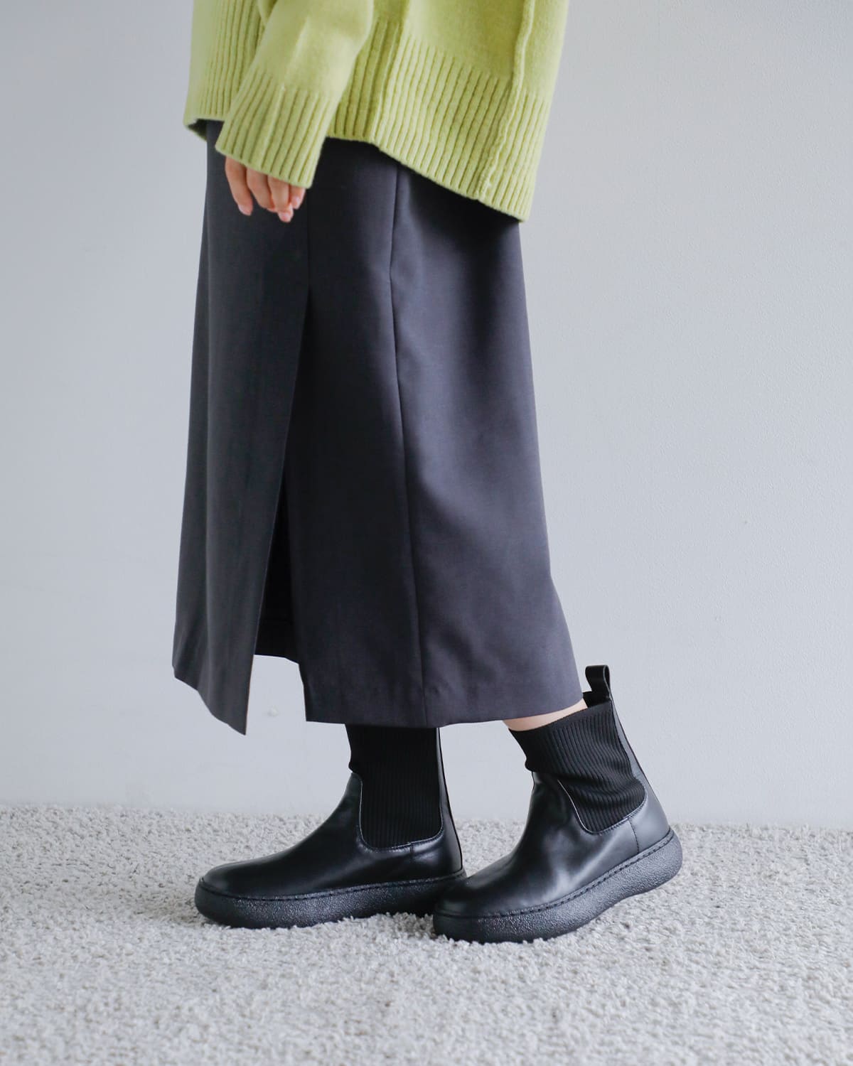 CAMINANDO(カミナンド)レザーアンクルリブブーツ “ANKLE RIB BOOTS” 25112w