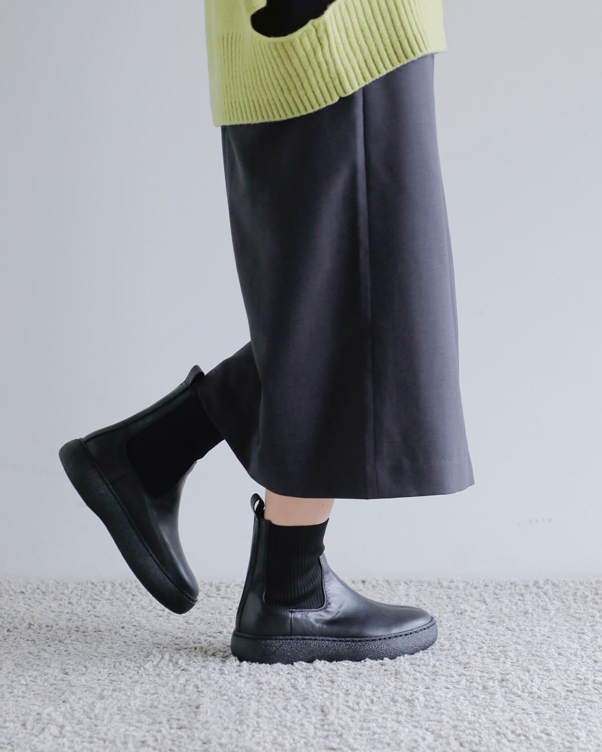 CAMINANDO(カミナンド)レザーアンクルリブブーツ “ANKLE RIB BOOTS” 25112w