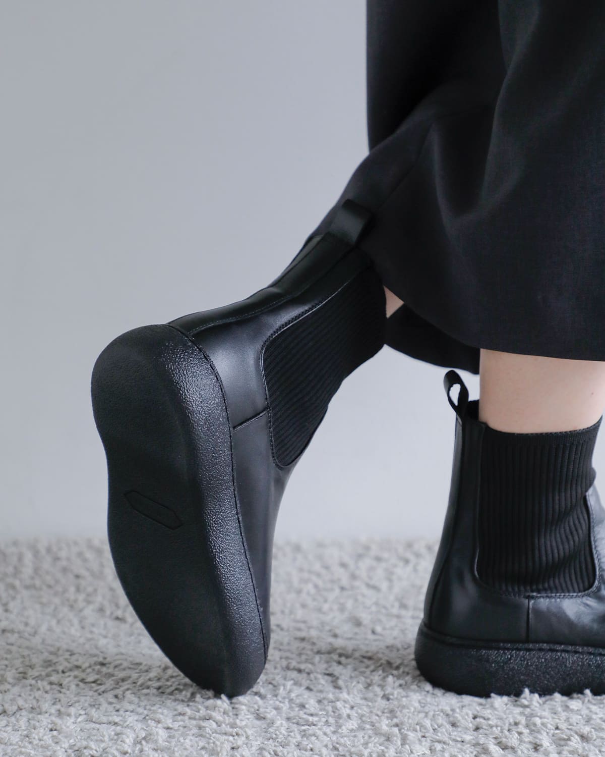 CAMINANDO(カミナンド)レザーアンクルリブブーツ “ANKLE RIB BOOTS” 25112w