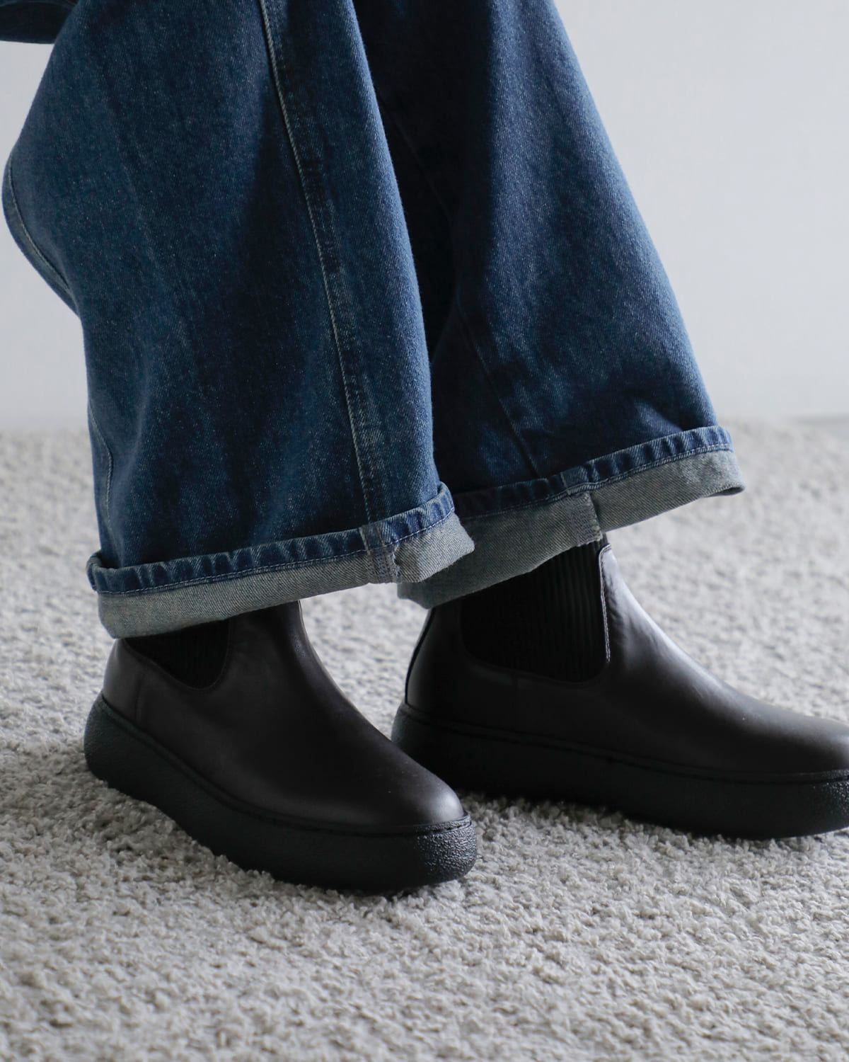 CAMINANDO(カミナンド)レザーアンクルリブブーツ “ANKLE RIB BOOTS” 25112w