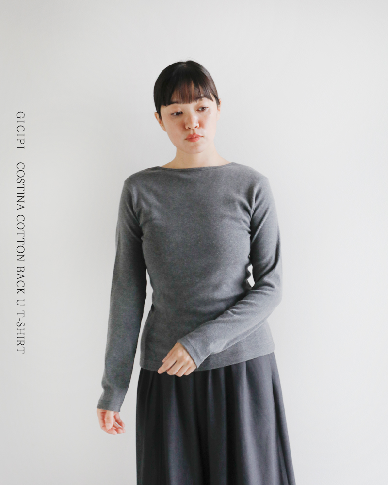 GICIPI(ジチピ)コスティーナコットンバックUロングスリーブTシャツ“Cece”2519a