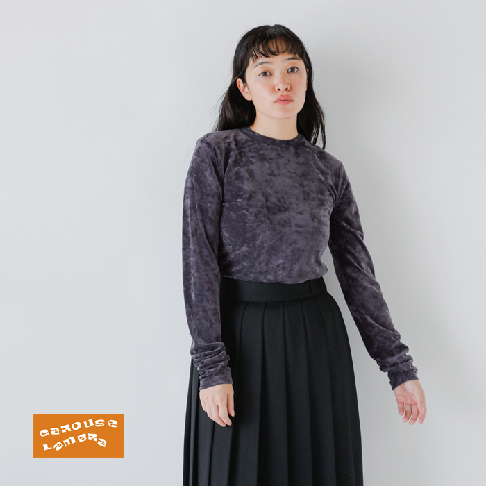 CaRouseLamBRa(ケラウズランブラ)クラッシュベロアドット長袖クルーネックプルオーバー252-434