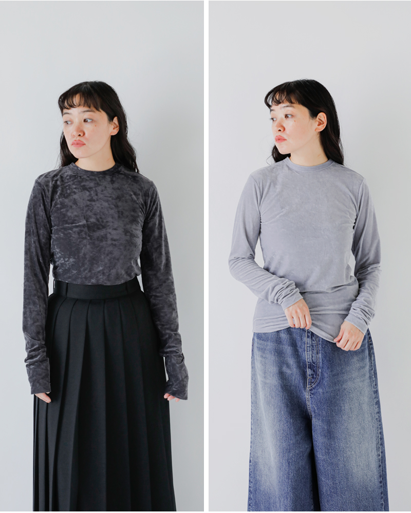 CaRouseLamBRa(ケラウズランブラ)クラッシュベロアドット長袖クルーネックプルオーバー252-434