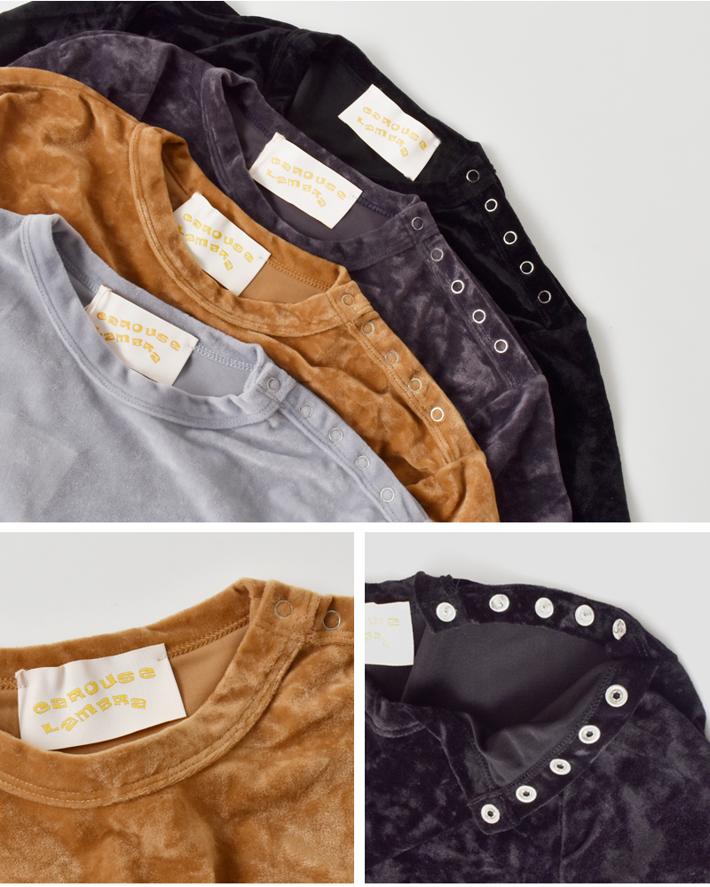 CaRouseLamBRa(ケラウズランブラ)クラッシュベロアドット長袖クルーネックプルオーバー252-434