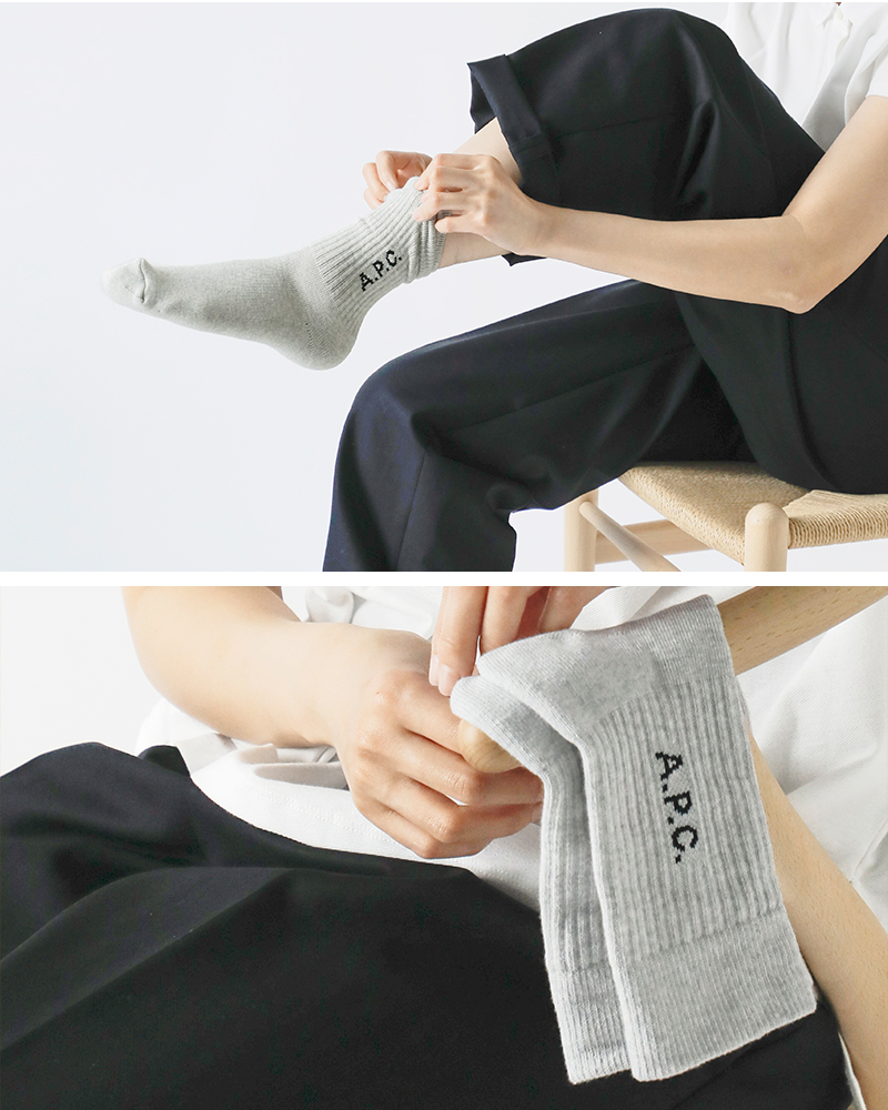 A.P.C.(アー・ペー・セー)ロゴリブクルーソックス“CHAUSETTEWILLFEMME”25225-1-09010