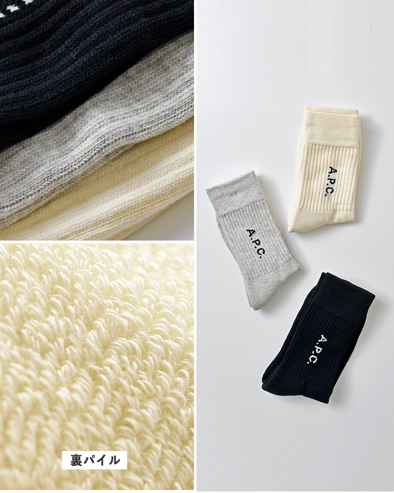 A.P.C.(アー・ペー・セー)ロゴリブクルーソックス“CHAUSETTEWILLFEMME”25225-1-09010
