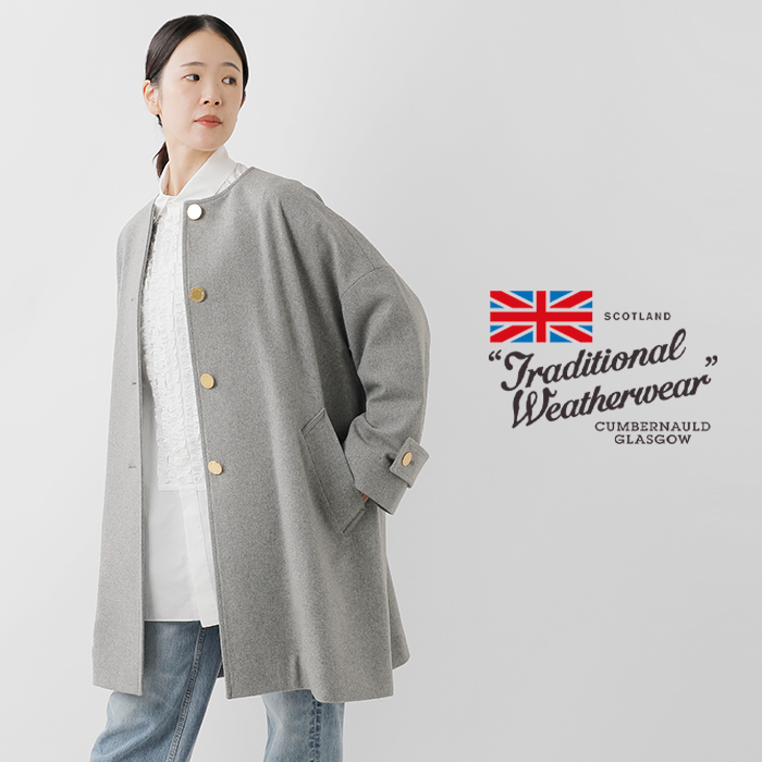 Traditional Weatherwear(トラディショナルウェザーウェア)マールトンライトメルトンウールノーカラーコート“MALTONN/C”l252kgfco0368ml