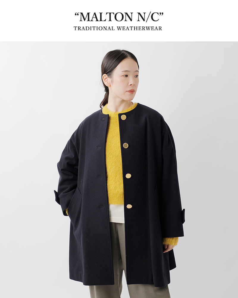 Traditional Weatherwear(トラディショナルウェザーウェア)マールトンライトメルトンウールノーカラーコート“MALTONN/C”l252kgfco0368ml