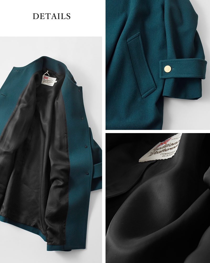 Traditional Weatherwear(トラディショナルウェザーウェア)マールトンライトメルトンウールノーカラーコート“MALTONN/C”l252kgfco0368ml