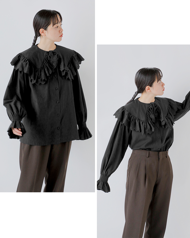 Shinzone(シンゾーン)コットンレースカラーブラウス“LACECOLLARBLOUSE”25amsbl02