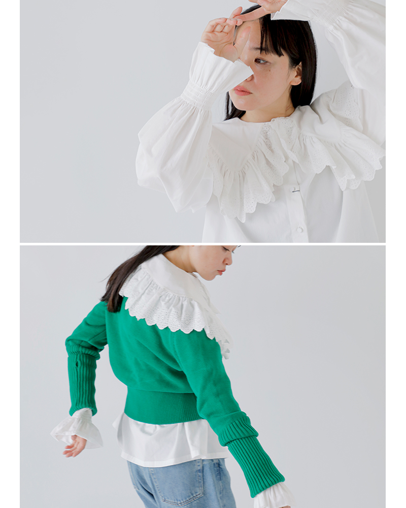 Shinzone(シンゾーン)コットンレースカラーブラウス“LACECOLLARBLOUSE”25amsbl02