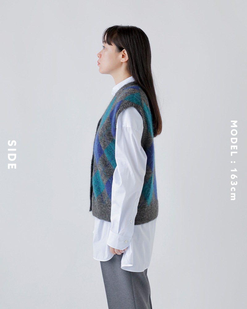 kolor 20aw モヘアニットベスト アーガイル柄 オーバーサイズ ニットベスト MONO-MART LADY'S