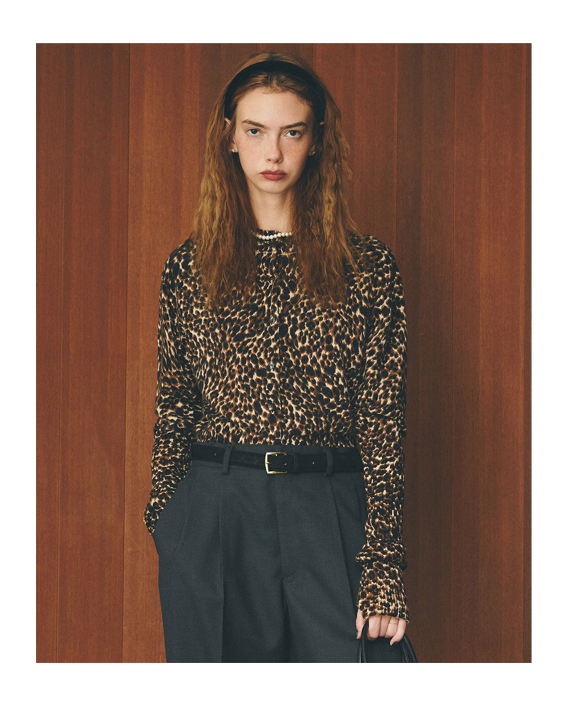 Shinzone(シンゾーン)コットンウールレオパードロングリブニットカーディガン“LEOPARDLONGRIBKNITCARDIGAN”25amsni14