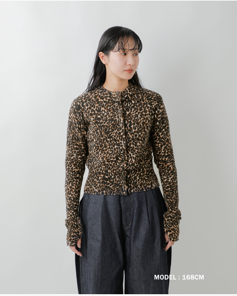Shinzone(シンゾーン)コットンウールレオパードロングリブニットカーディガン“LEOPARDLONGRIBKNITCARDIGAN”25amsni14