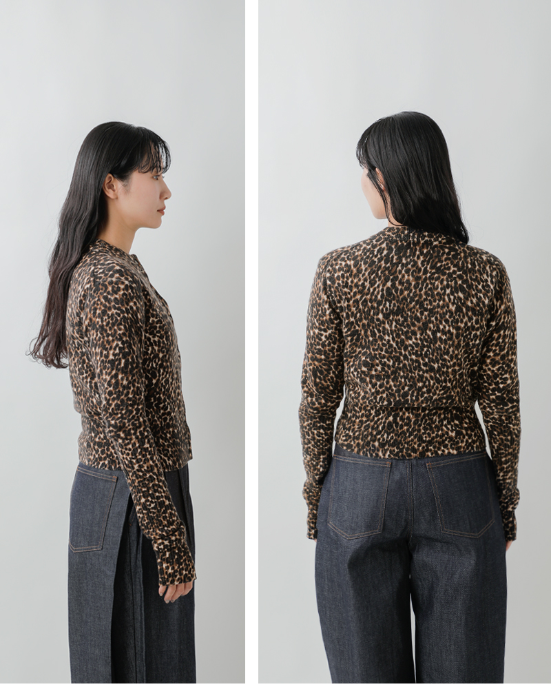Shinzone(シンゾーン)コットンウールレオパードロングリブニットカーディガン“LEOPARDLONGRIBKNITCARDIGAN”25amsni14
