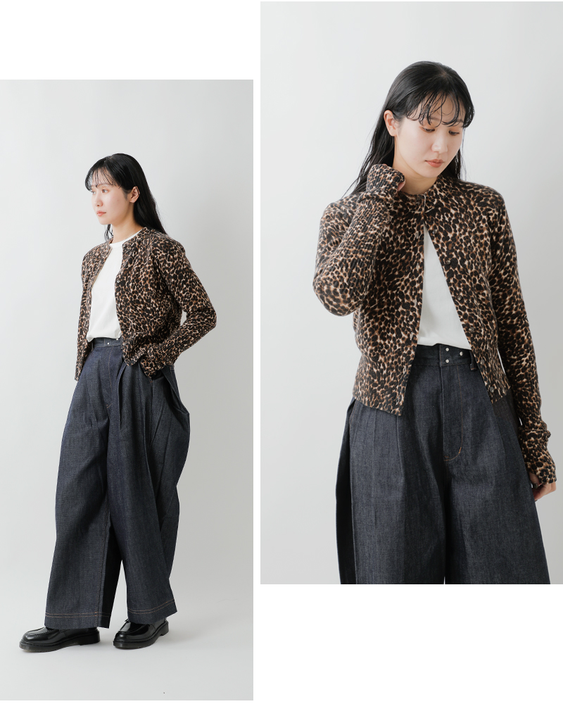 Shinzone(シンゾーン)コットンウールレオパードロングリブニットカーディガン“LEOPARDLONGRIBKNITCARDIGAN”25amsni14