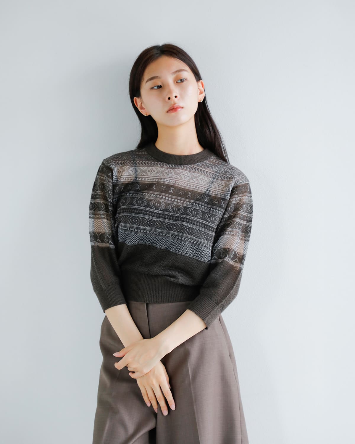 JUN MIKAMI(ジュンミカミ)ウールモヘアフェアアイルニットカーディガン 25aw-15-n