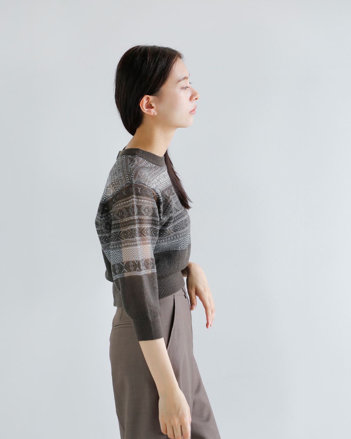 JUN MIKAMI(ジュンミカミ)ウールモヘアフェアアイルニットカーディガン 25aw-15-n