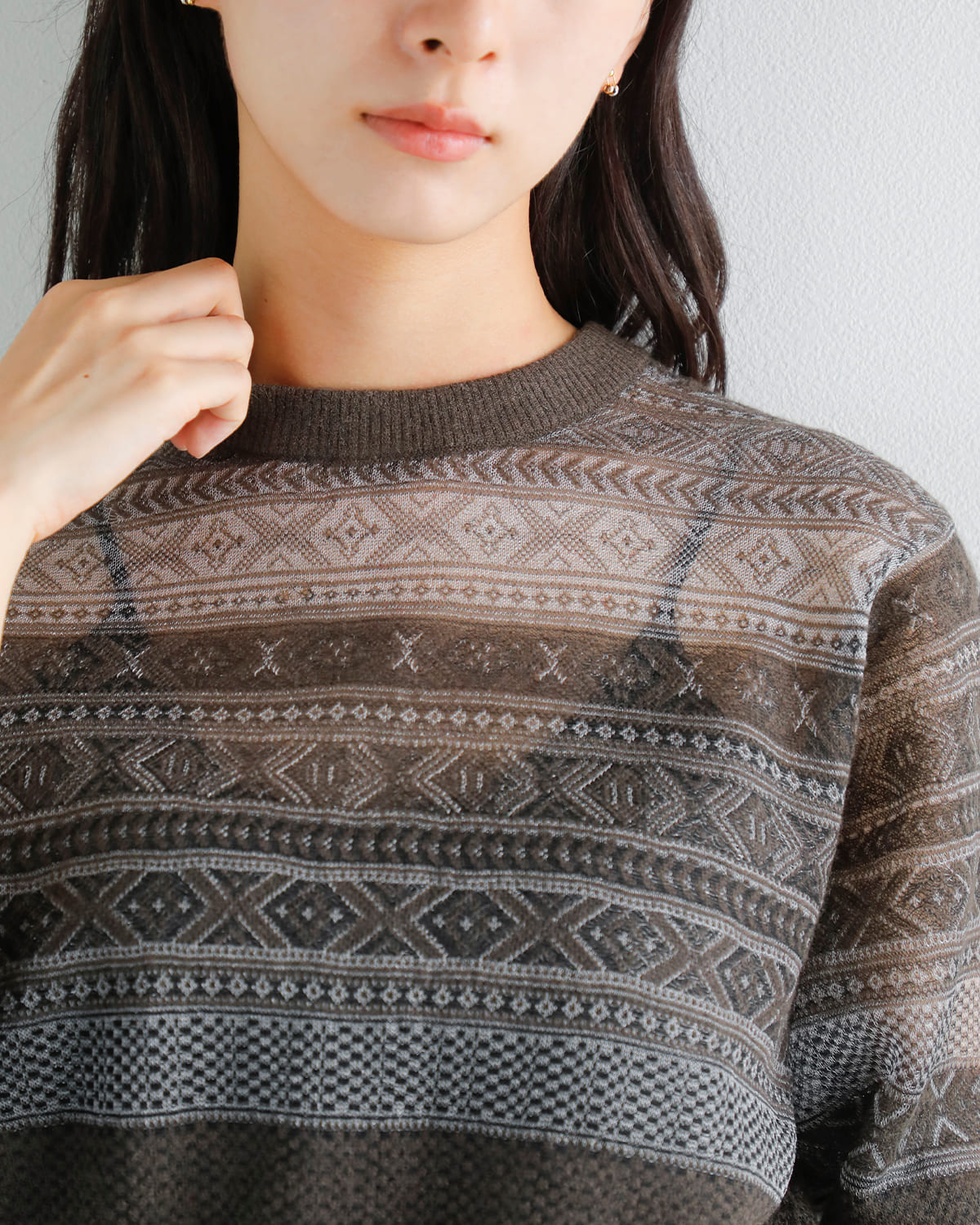 JUN MIKAMI(ジュンミカミ)ウールモヘアフェアアイルニットカーディガン 25aw-15-n