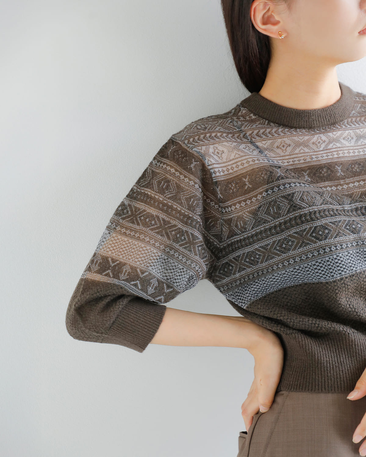 JUN MIKAMI(ジュンミカミ)ウールモヘアフェアアイルニットカーディガン 25aw-15-n