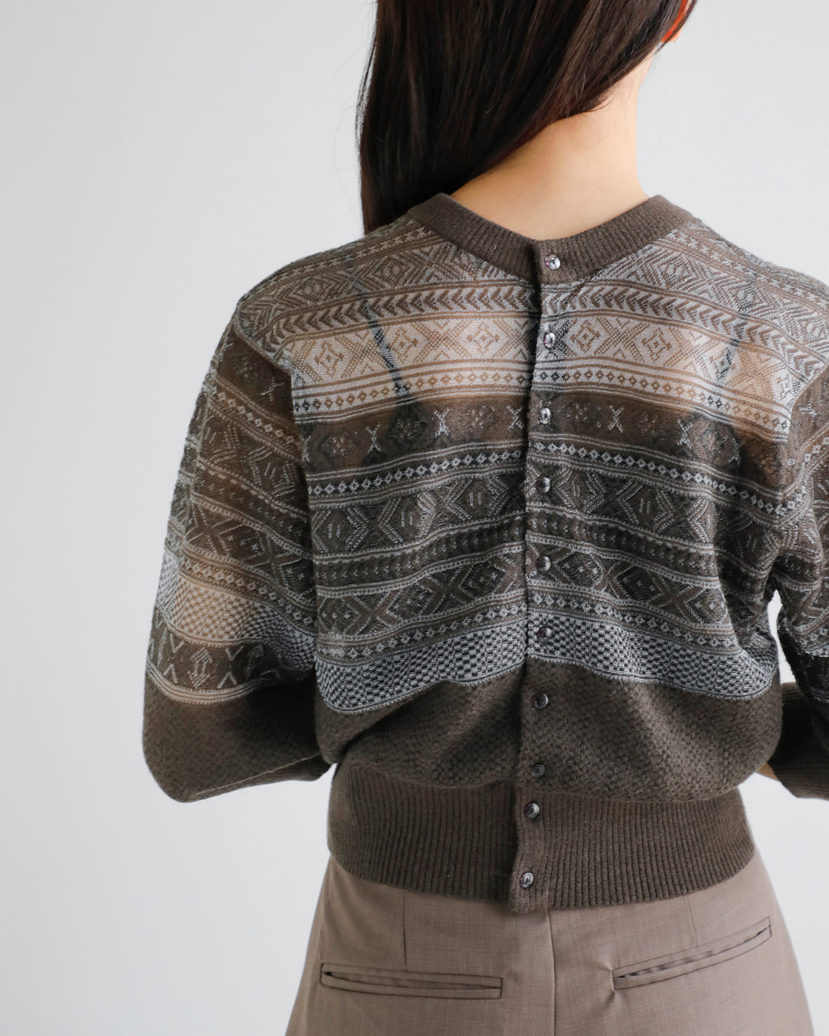 JUN MIKAMI(ジュンミカミ)ウールモヘアフェアアイルニットカーディガン 25aw-15-n