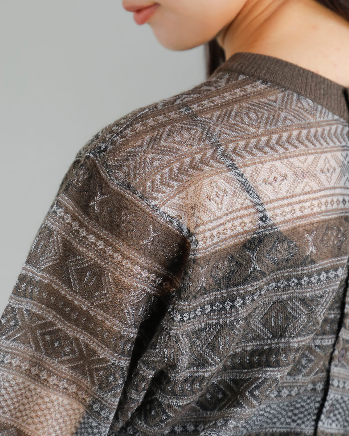 JUN MIKAMI(ジュンミカミ)ウールモヘアフェアアイルニットカーディガン 25aw-15-n