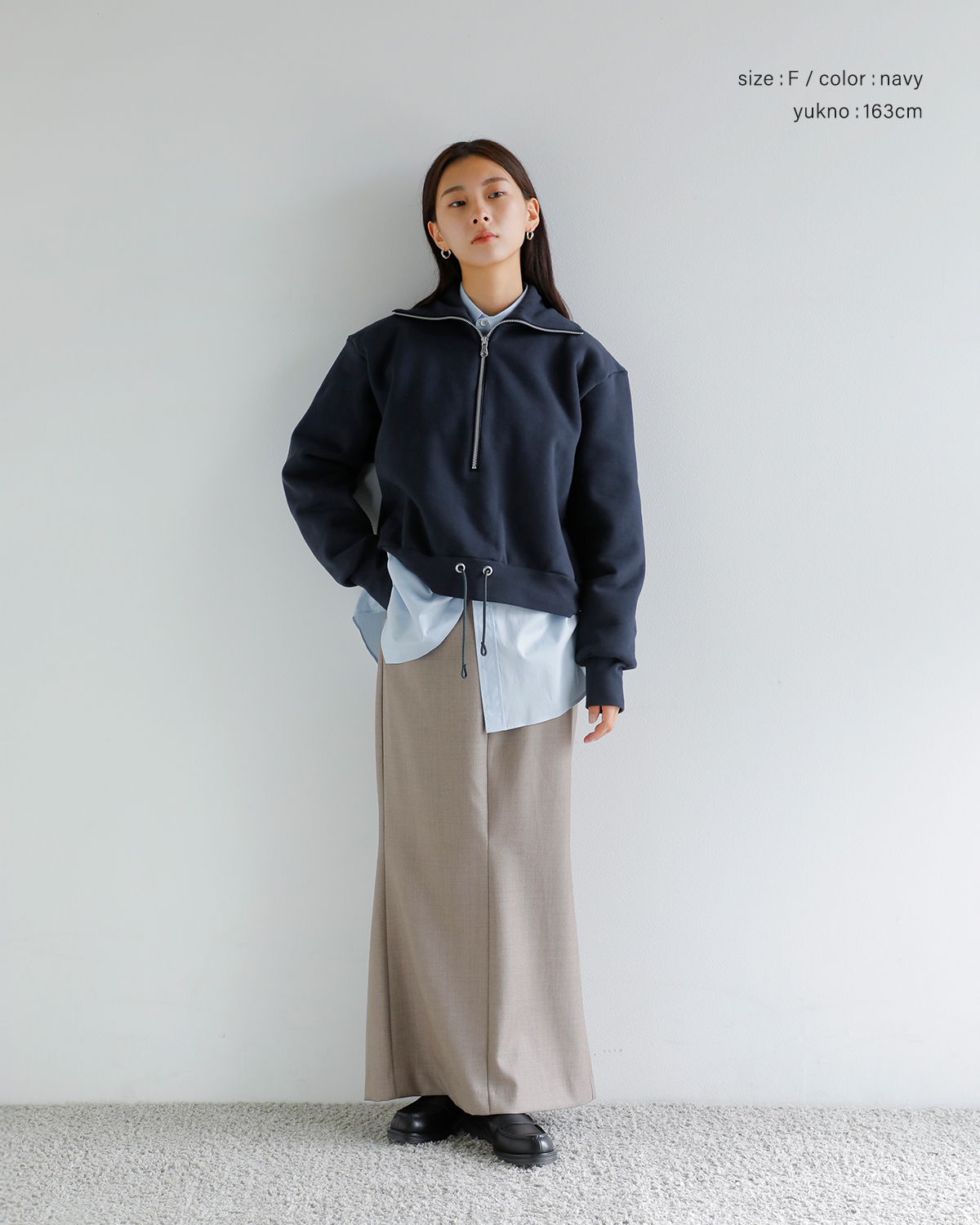 JUN MIKAMI(ジュンミカミ)コットンハーフジップスウェットプルオーバー 25aw-28-s