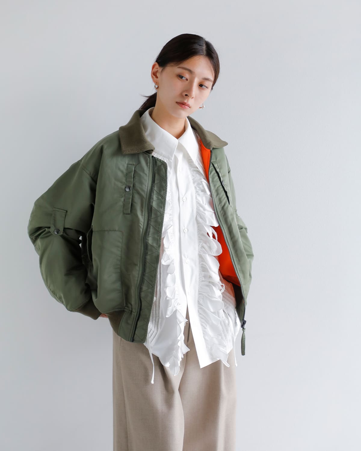 JUN MIKAMI(ジュンミカミ)コットンラッフルシャツ 25aw-5-j