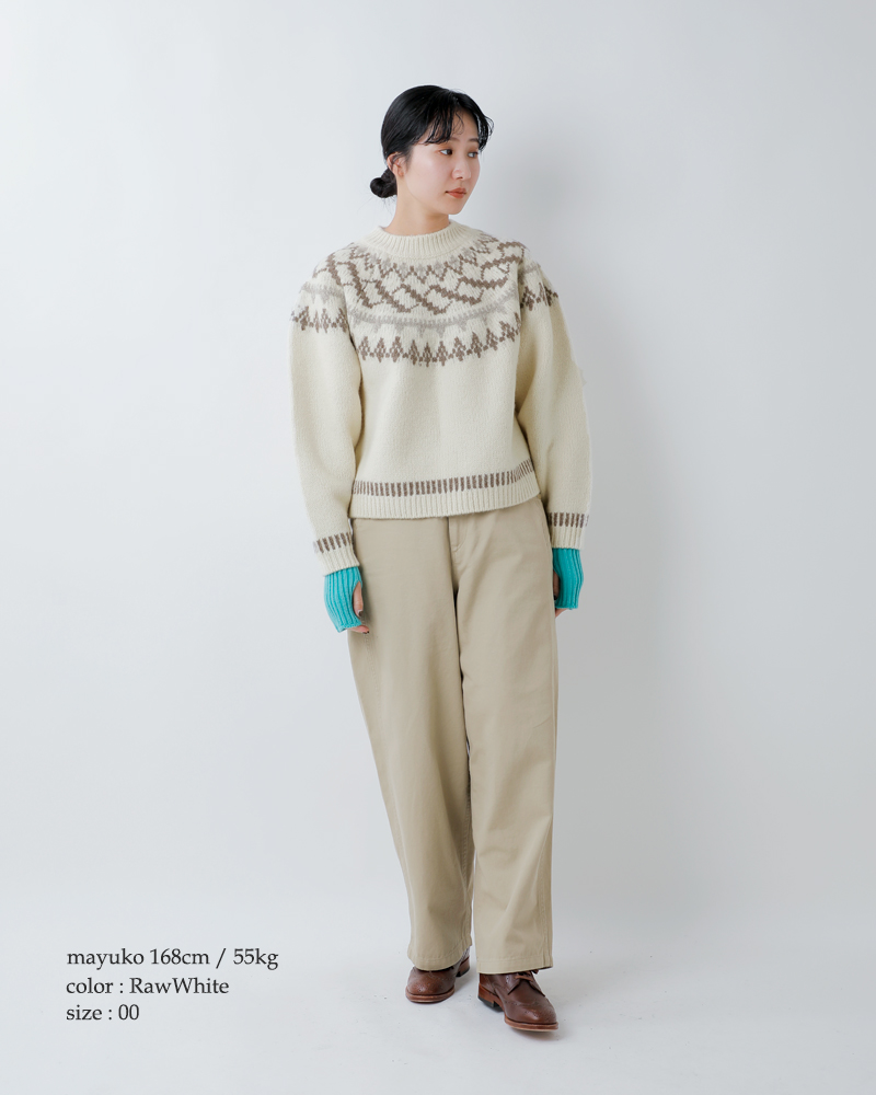 UNDYED(アンダイド)ペルーハイランドウールクルーネックノルディックニットプルオーバー“NORDICKNITCREW”25f209