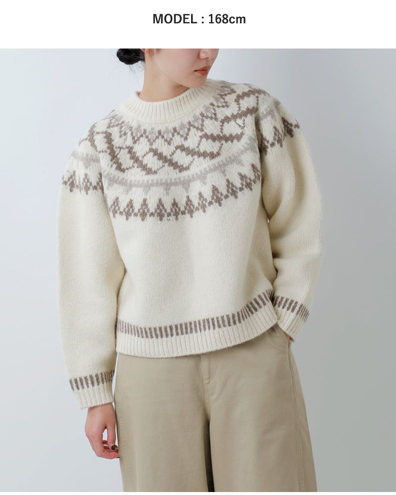 UNDYED(アンダイド)ペルーハイランドウールクルーネックノルディックニットプルオーバー“NORDICKNITCREW”25f209