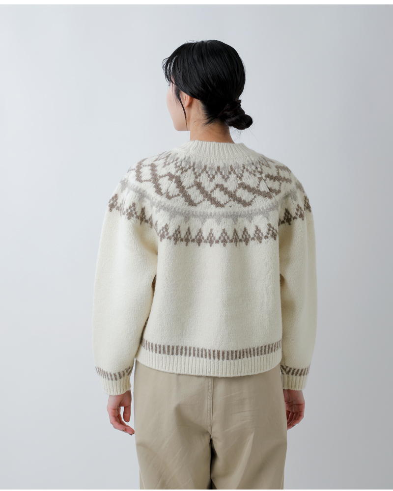 UNDYED(アンダイド)ペルーハイランドウールクルーネックノルディックニットプルオーバー“NORDICKNITCREW”25f209