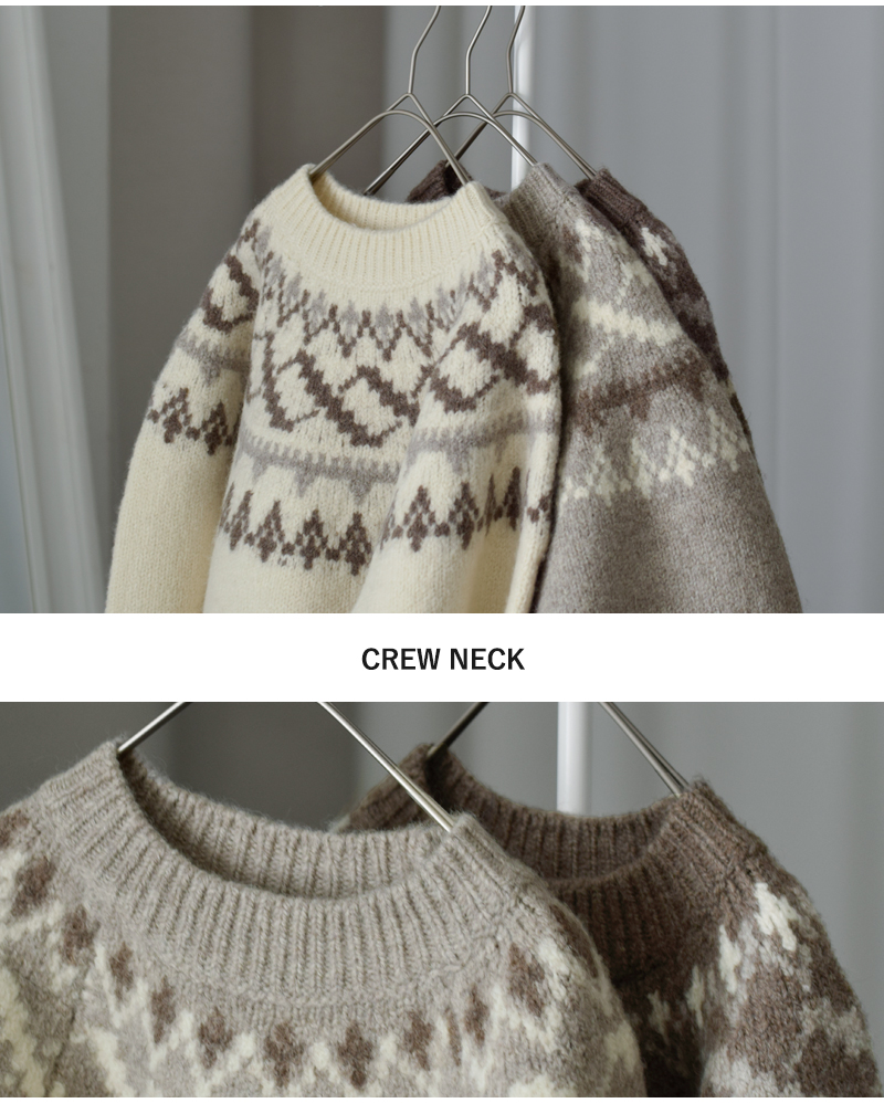 UNDYED(アンダイド)ペルーハイランドウールクルーネックノルディックニットプルオーバー“NORDICKNITCREW”25f209