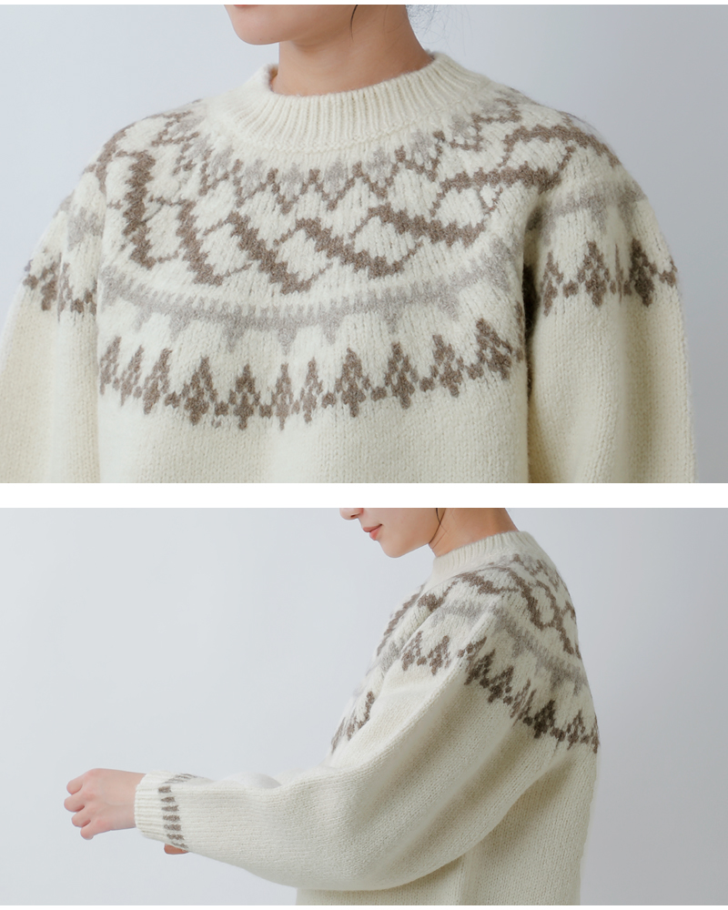 UNDYED(アンダイド)ペルーハイランドウールクルーネックノルディックニットプルオーバー“NORDICKNITCREW”25f209