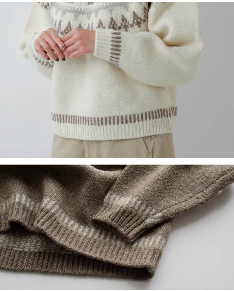UNDYED(アンダイド)ペルーハイランドウールクルーネックノルディックニットプルオーバー“NORDICKNITCREW”25f209