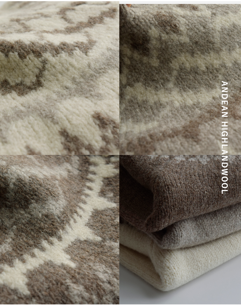 UNDYED(アンダイド)ペルーハイランドウールクルーネックノルディックニットプルオーバー“NORDICKNITCREW”25f209