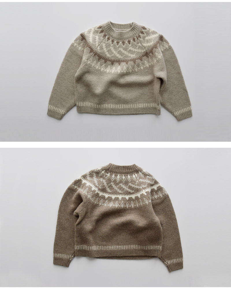 UNDYED(アンダイド)ペルーハイランドウールクルーネックノルディックニットプルオーバー“NORDICKNITCREW”25f209