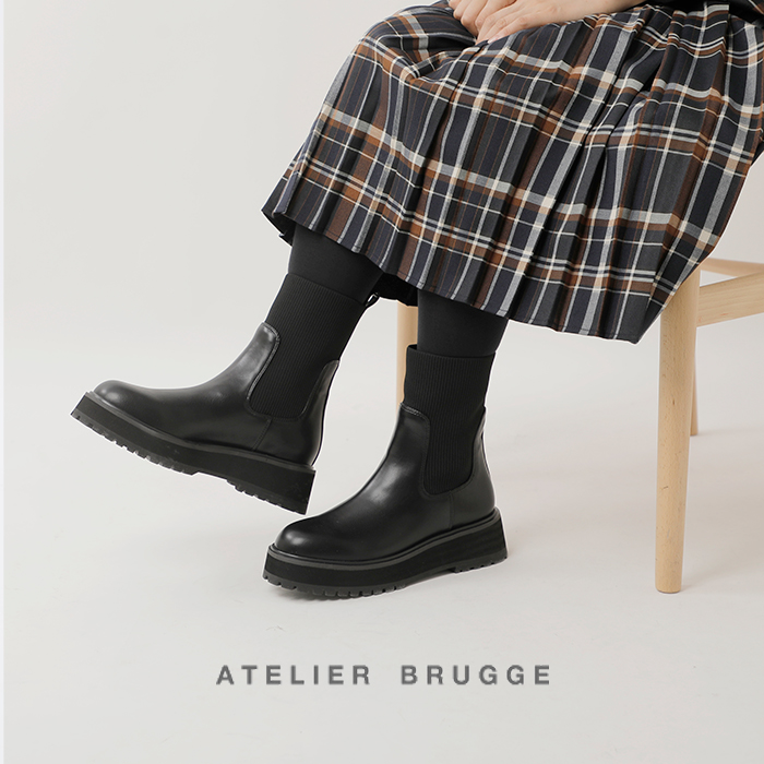 atelier brugge(アトリエブルージュ)ニットコンビショートブーツ25ks-74