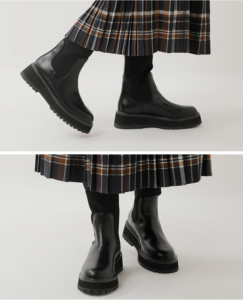 atelier brugge(アトリエブルージュ)ニットコンビショートブーツ25ks-74